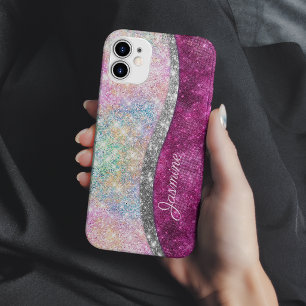 Lieve iriserende roze zilveren nepschitterende mon Case-Mate iPhone case