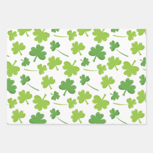 Lieve Irish Clovers Green en White Inpakpapier Vel