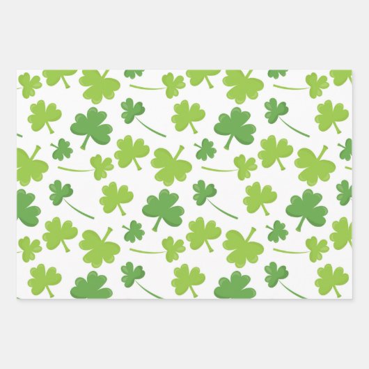 Lieve Irish Clovers Green en White Inpakpapier Vel (Voorkant)