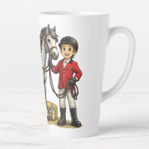 Lieve Jonge Ruiter Met Appelschimmel Paard Kunst Latte Mok