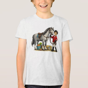 Lieve Jonge Ruiter Met Appelschimmel Paard Kunst Tri-Blend Shirt