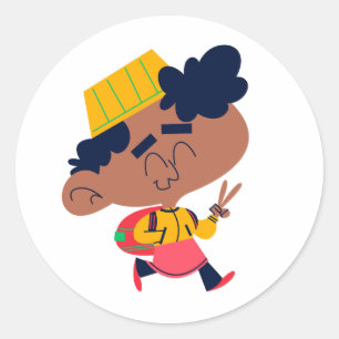 Lieve Jongen Loopt naar School Vredesteken Sticker