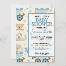 Lieve Jongen Teddybeer Baby Shower Uitnodiging