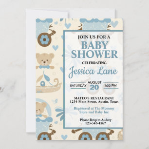 Lieve Jongen Teddybeer Baby Shower Uitnodiging