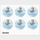 Lieve Jongens Baby Shower Sticker Teddybeer Piloot (Vel)