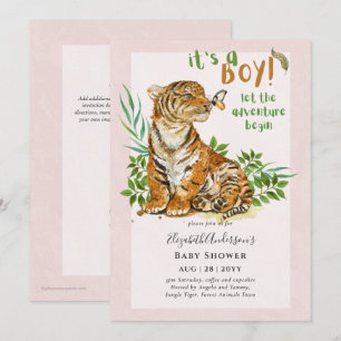 Lieve JONGENS Tijger Baby Shower Uitnodiging