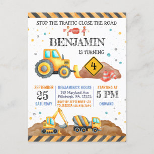 Lieve Jongens Verjaardagsfeest Bouwvoertuigen Part Briefkaart