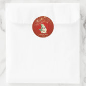 Lieve Kabouter Dennenboom Rode Kerst Ronde Sticker (Tas)