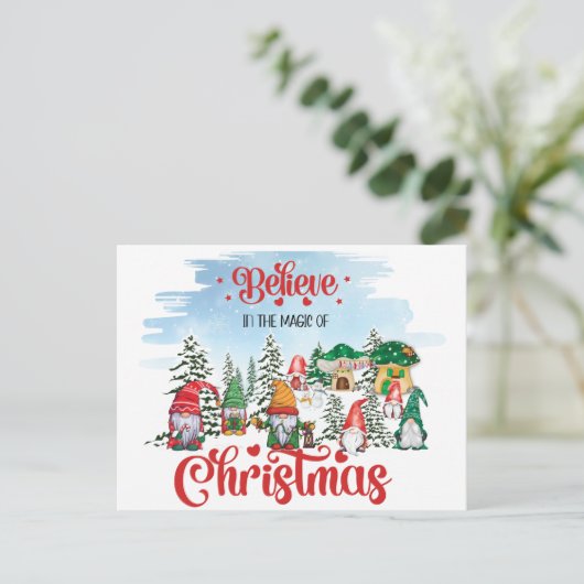 Lieve Kabouter die Kerstmis Viert Feestdagenkaart (Staand voorkant)