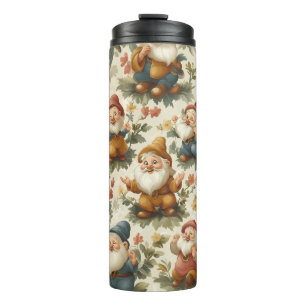 Lieve kabouter en bloemen ontwerp thermosbeker