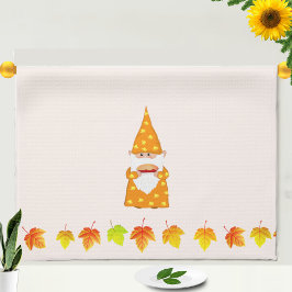Lieve Kabouter en Herfstbladeren op Beige Theedoek