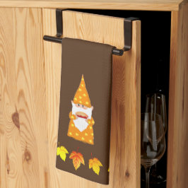 Lieve Kabouter en Herfstbladeren op Bruin Theedoek