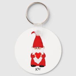Lieve Kabouter Gekleed in Rood met Hart Sleutelhanger