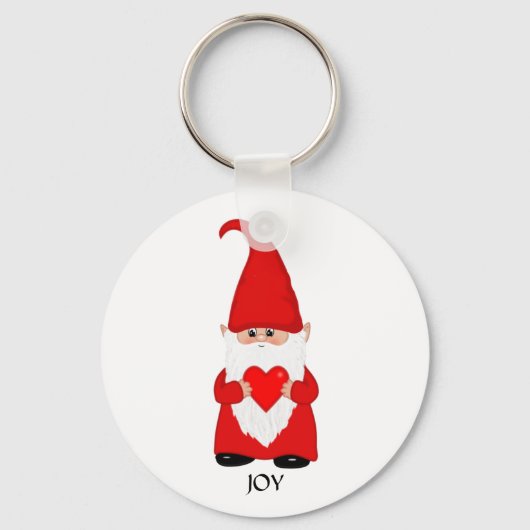 Lieve Kabouter Gekleed in Rood met Hart Sleutelhanger (Voorkant)
