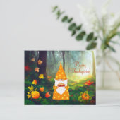 Lieve kabouter, herfstbladeren en pompoenen briefkaart (Staand voorkant)