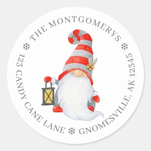 Lieve Kabouter Kerst Retouradres Ronde Sticker (Voorkant)