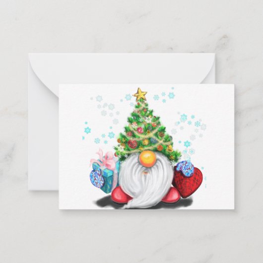 Lieve Kabouter Kerstmis en Nieuwjaarskaart Notitiekaartje (Achterkant)