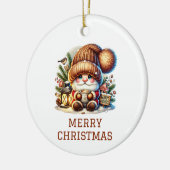 Lieve Kabouter Kerstmis Keramisch Ornament (Links)