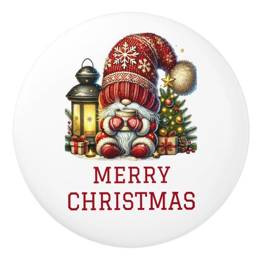 Lieve Kabouter Kerstmis Keramische Knop (Voorkant)