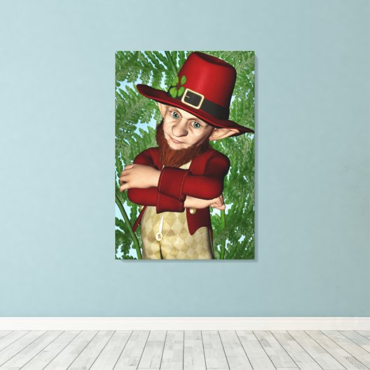Lieve Kabouter Klaver Ierse Folklore Kunst Canvas Afdruk (Insitu (Houten vloer))