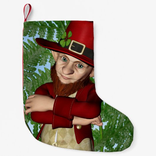 Lieve Kabouter Klaver Ierse Folklore Kunst Kleine Kerstsok (Voorkant)
