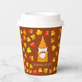 Lieve Kabouter & Kleurrijke Herfstbladeren op Brui Papieren Bekers