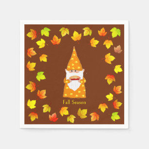 Lieve Kabouter & Kleurrijke Herfstbladeren op Brui Servet