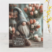 Lieve Kabouter met een "Fijne Moederdag" bord Kaart (Gele Bloem)