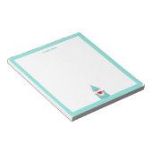 Lieve kabouter met turkoois frame eenvoudig notitieblok (Schuin)