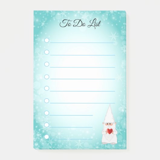 Lieve kabouter op turquoise & witte gelinieerde po post-it® notes (Voorkant)