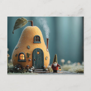 Lieve Kabouter Staat bij een Peer Feehuisje Briefkaart