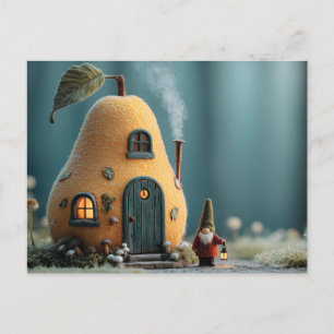 Lieve Kabouter Staat Bij Een Peer Feehuisje Feestdagenkaart