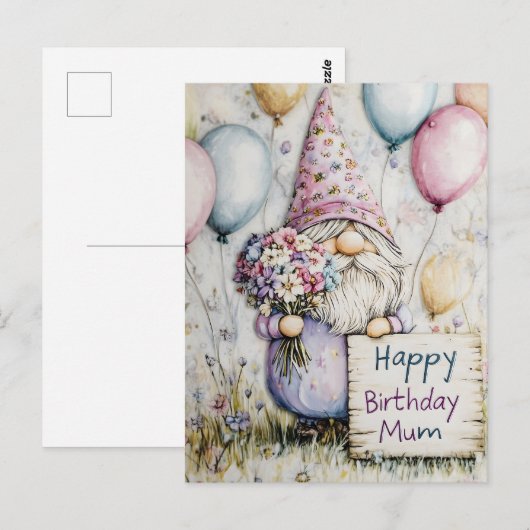 Lieve Kabouter Verjaardagsontwerp voor Moeder Briefkaart (Voorkant / Achterkant)