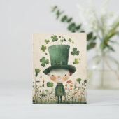 Lieve Kabouter Watercolor St. Patrick's Day Briefkaart (Staand voorkant)