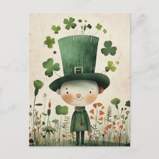 Lieve Kabouter Watercolor St. Patrick's Day Briefkaart (Voorkant)