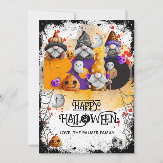 Lieve kabouters BOO Gelukkig Halloween Feestdagenkaart (Voorkant)