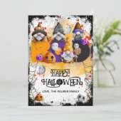 Lieve kabouters BOO Gelukkig Halloween Feestdagenkaart (Staand voorkant)