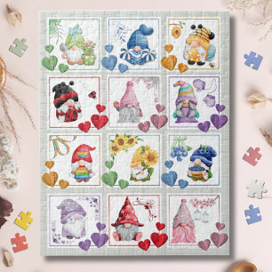 Lieve Kabouters Kleurrijke Blokstijl Legpuzzel