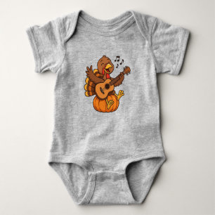 Lieve kalkoen met gitaar voor Thanksgiving Romper