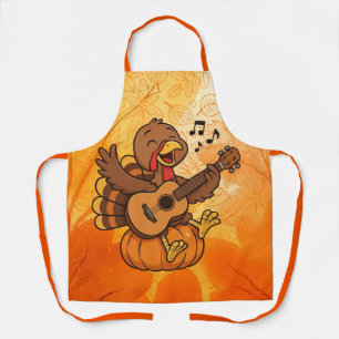 Lieve kalkoen met gitaar voor Thanksgiving Schort