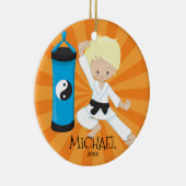 Lieve Karate Jongen Persoonlijke Kerst Ornament (Rechts)