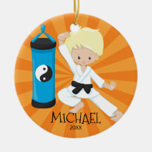 Lieve Karate Jongen Persoonlijke Kerst Ornament