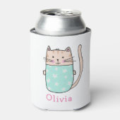 Lieve kat gepersonaliseerde aangepaste naam blikjeskoeler (Blikje Voorkant)