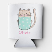Lieve kat gepersonaliseerde aangepaste naam blikjeskoeler (Voorkant)