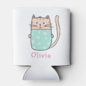 Lieve kat gepersonaliseerde aangepaste naam blikjeskoeler (Achterkant)