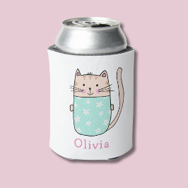 Lieve kat gepersonaliseerde aangepaste naam blikjeskoeler