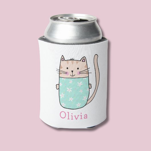 Lieve kat gepersonaliseerde aangepaste naam blikjeskoeler