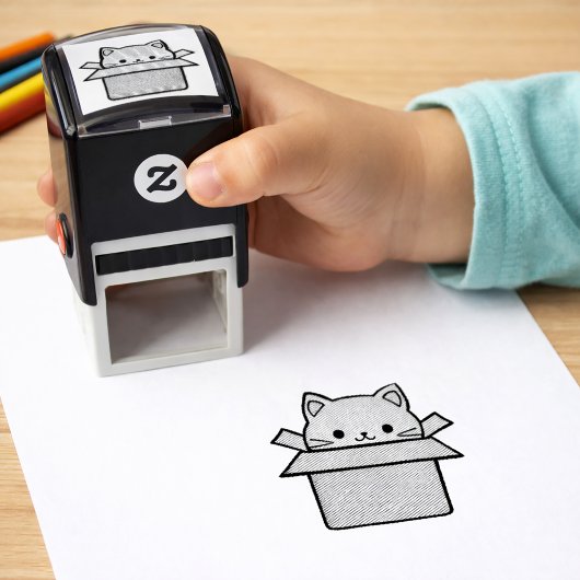 Lieve Kat-in-een-Doos Zelfinkende Stempel
