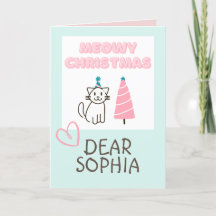 Lieve kat in een hoed en boom Happy Christmas past