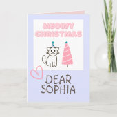 Lieve kat in een hoed en boom Happy Kerstmis paste Kaart (Voorkant)